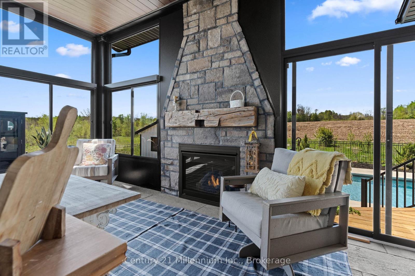 3 Season Sunroom With Gas Fireplace - 549 Punkinseed Lane, Georgian Bluffs, ON