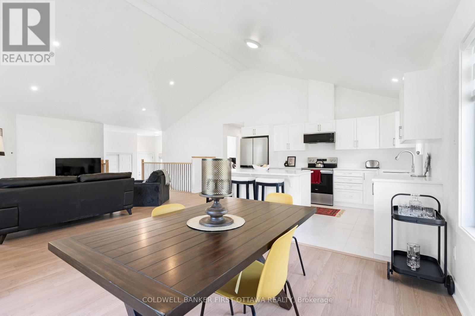 Open floor plan with cathedral ceiling & potlights - 268 Boyds Road, Lanark Highlands, ON