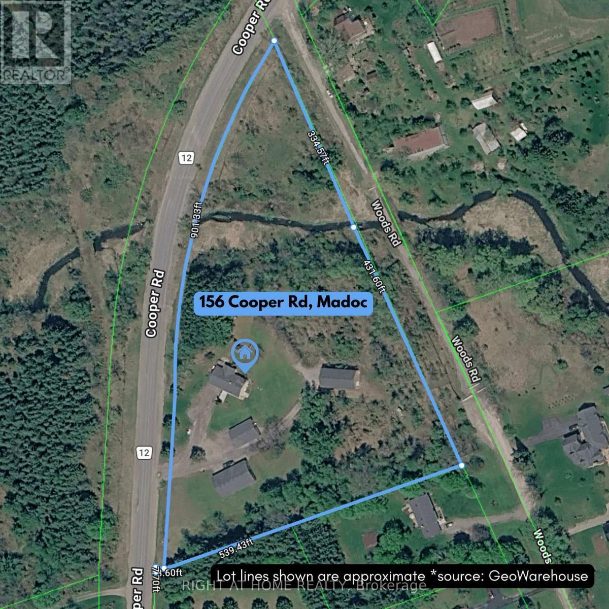 Aeriel Property Outline - 156 Cooper Road, Madoc, ON