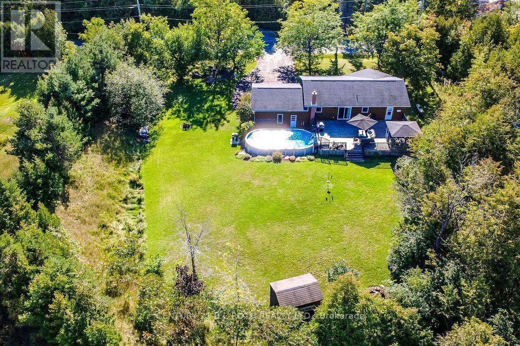 Aerial view of the oversize backyard - 4051 Hampshire Mills Line, Severn, ON