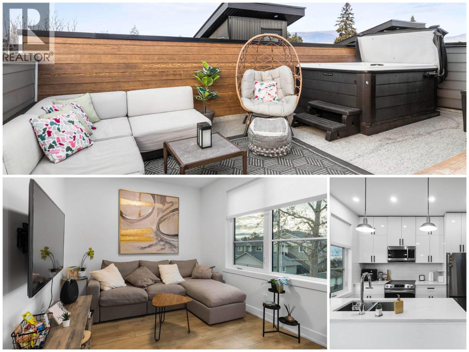 3 Bed Roof top Patio Hot Tub Garage Fenced Yard - 745 Morrison Avenue Unit# 4, Kelowna, BC