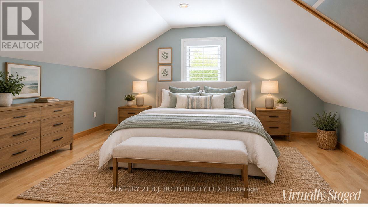 virtually staged master bedroom - 45 Grove Street W, Barrie, ON