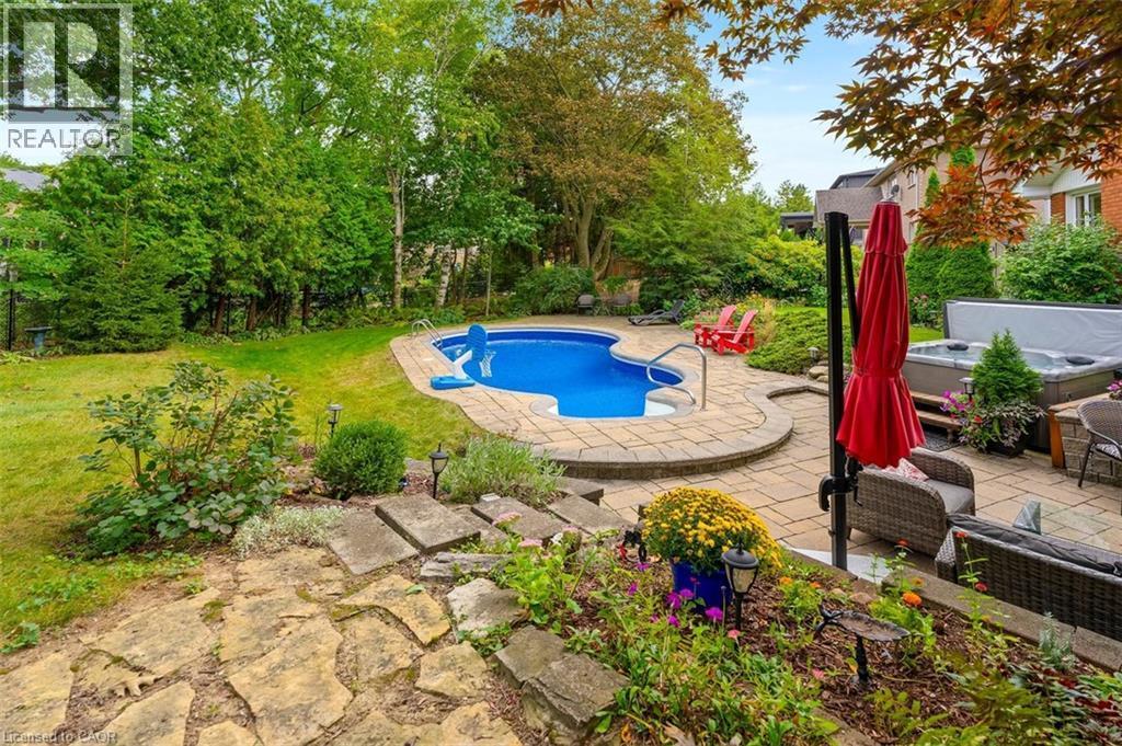 Backyard view of sitting area, (digitally/virtually enhanced photo) - 200 Woodview Crescent, Ancaster, ON