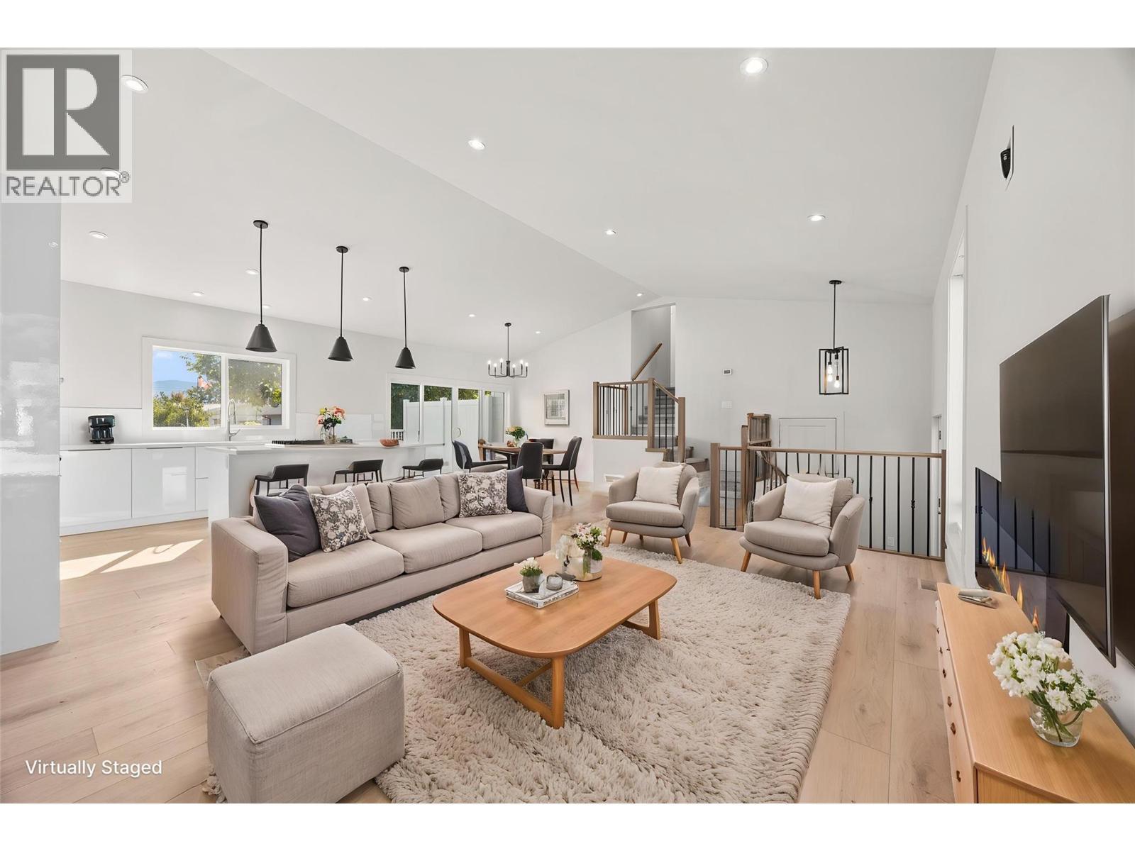 Main House Living Room - Virtually Staged - 4141 San Clemente Avenue, Peachland, BC