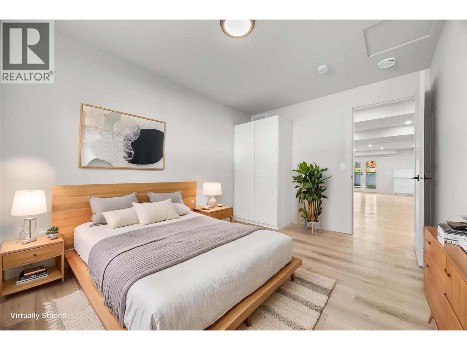 Suite Bedroom - Virtually Staged - 4141 San Clemente Avenue, Peachland, BC