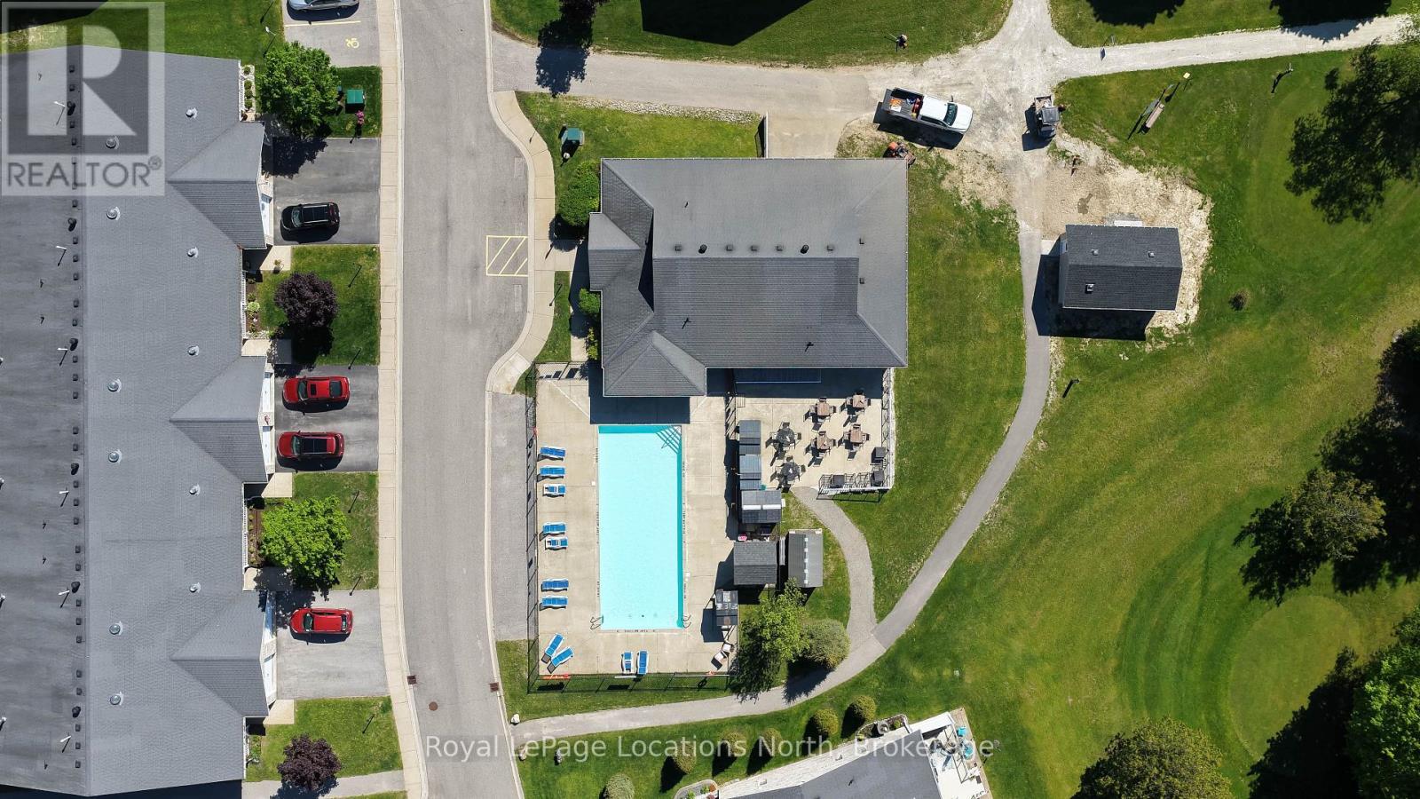 Aerial Photo of Nearby Clubhouse & Outdoor Pool - 16 Sinclair Avenue S, Wasaga Beach, ON