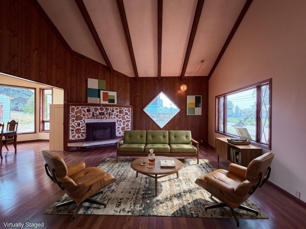 5740 95 Highway, Edgewater, BC - Indoor Photo Showing Living Room With Fireplace