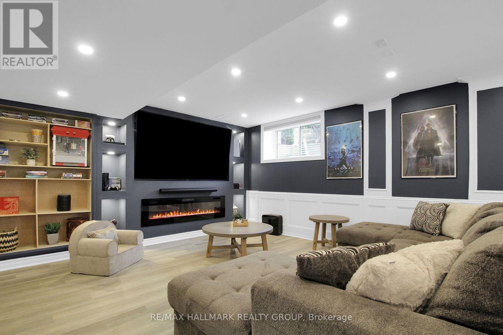 Finished lower level - 636 Eagle Crest Heights, Ottawa, ON - Indoor With Fireplace