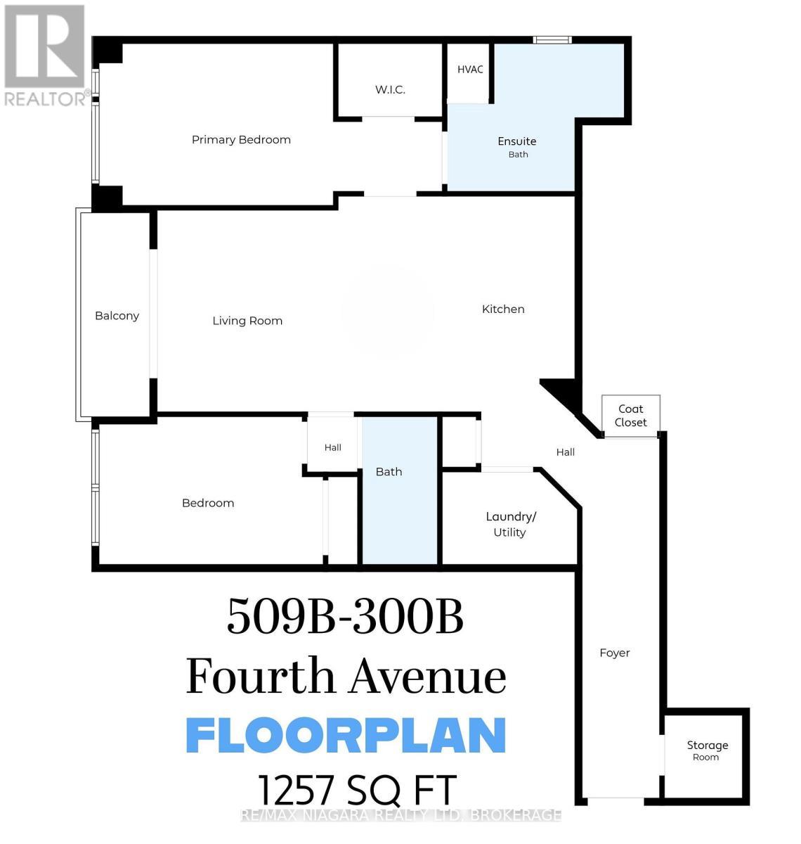 FLOORPLAN 1257 sq ft - 509B - 300B Fourth Avenue, St. Catharines (Ridley), ON
