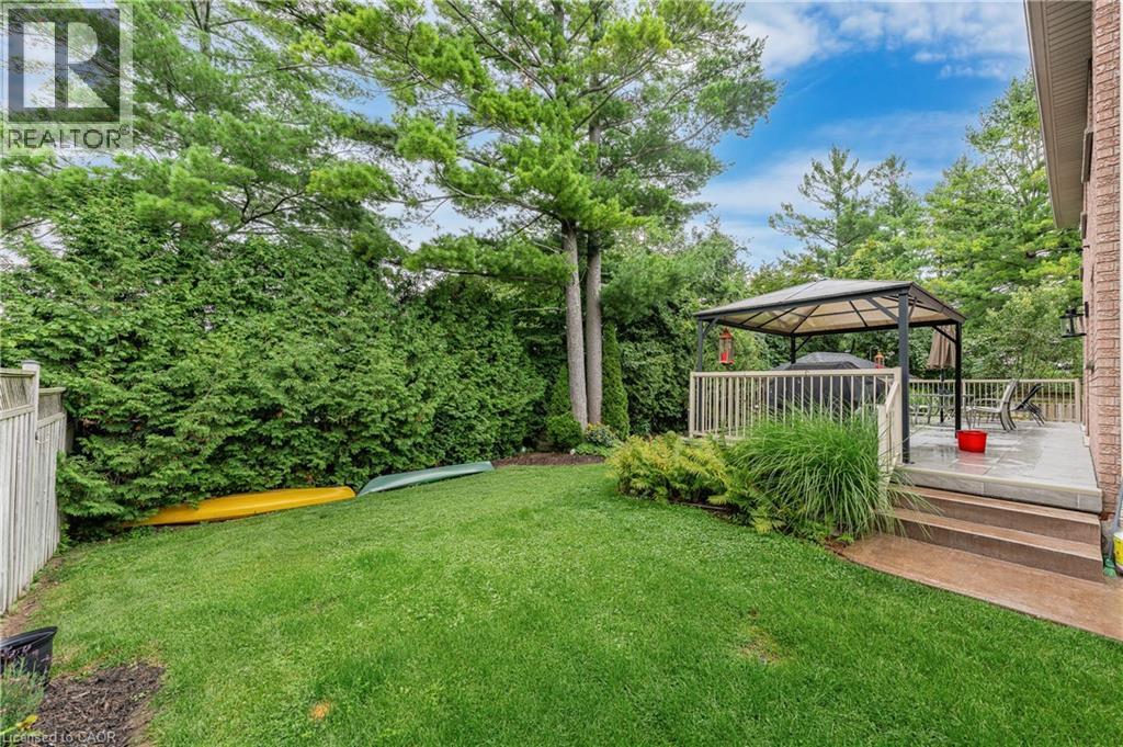 Expansive grassy yard with mature trees and perimeter hedges - 52 Archwood Crescent, Cambridge, ON