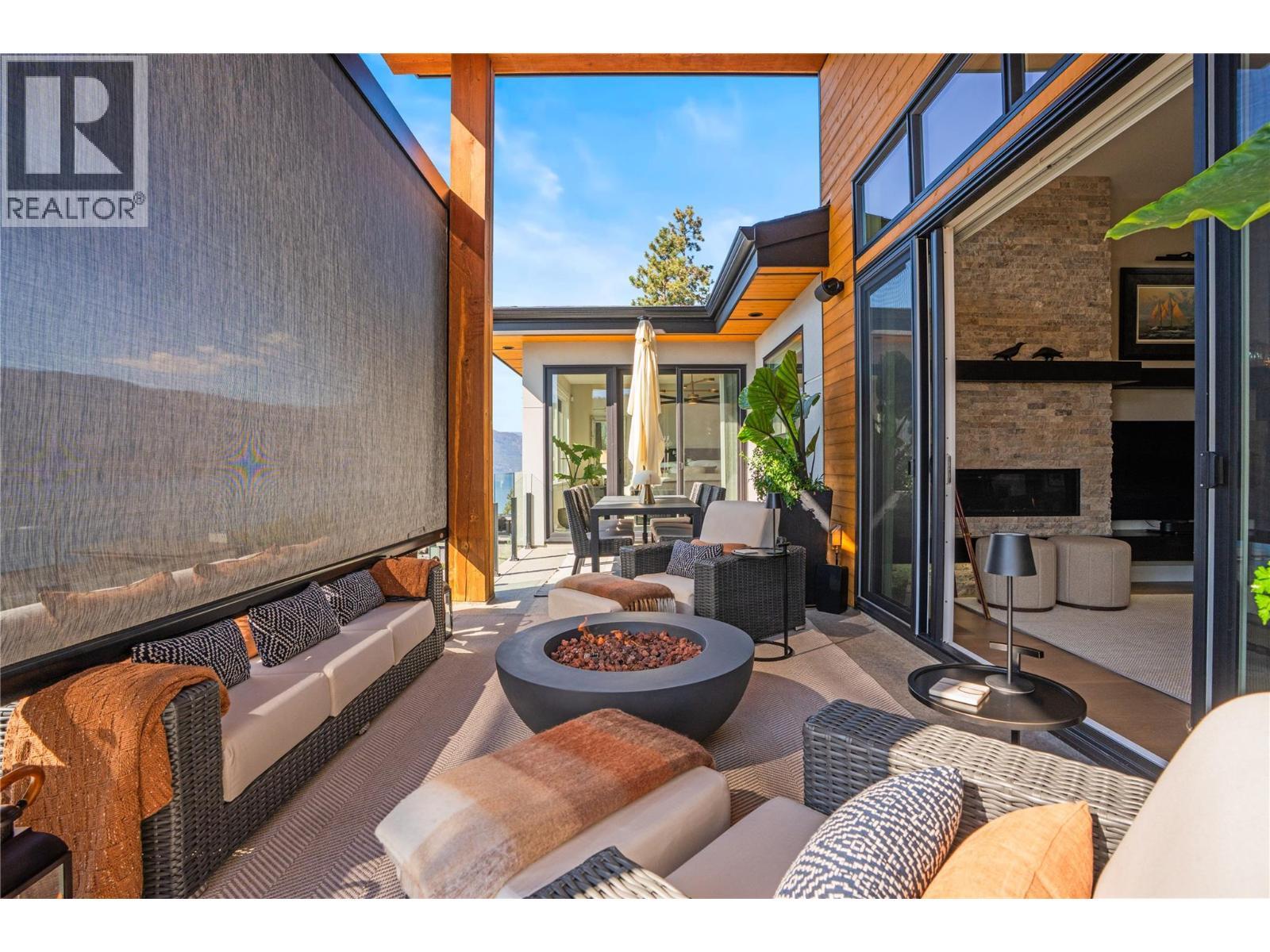 Electric Solar Shade on Sundeck - 1666 Lakestone Drive, Lake Country, BC