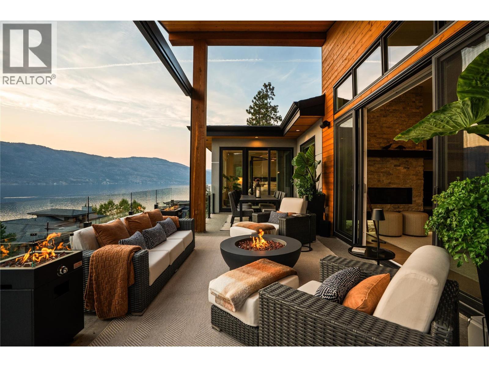 Upper Deck at twilight - 1666 Lakestone Drive, Lake Country, BC