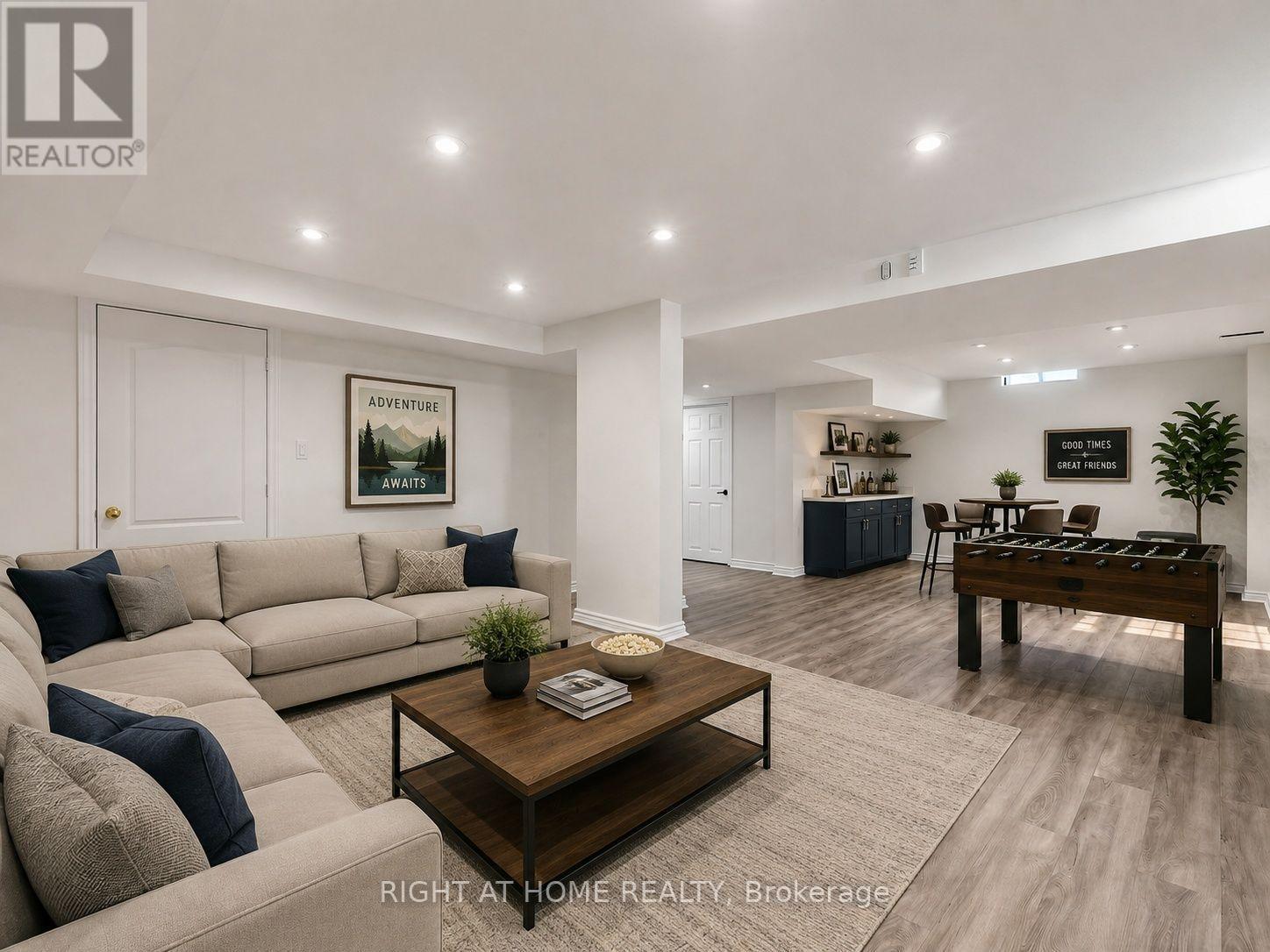basement rec room virtually staged - 5817 Whitehorn Avenue, Mississauga, ON