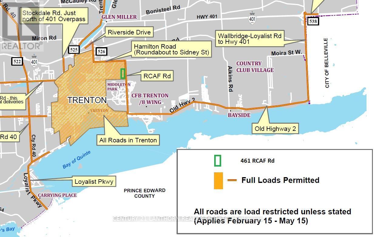 Full loads map - 461 Rcaf Road, Quinte West (Trenton Ward), ON