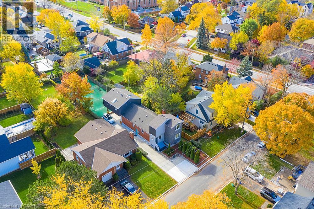 Aerial perspective showcasing a residential neighbourhood with varied architectural styles - 16 Forest Hill Road, St. Catharines, ON