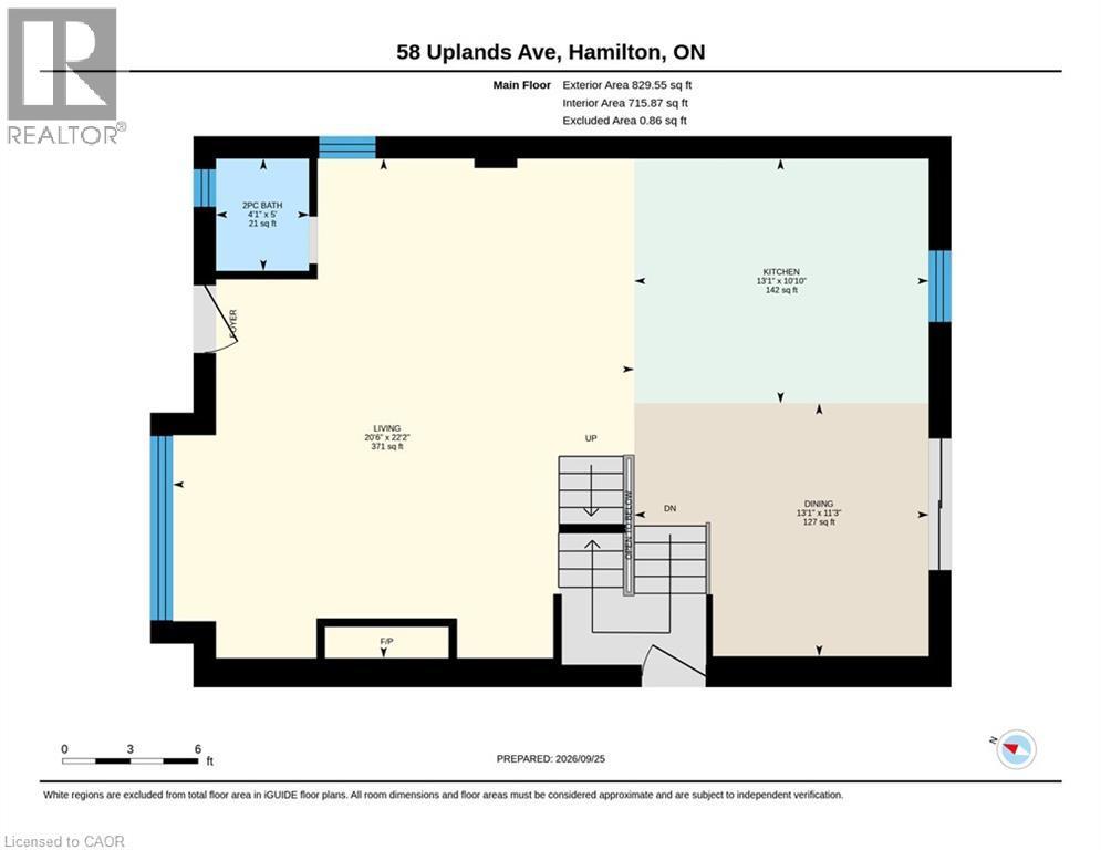 Floor plan main level - 58 Uplands Avenue, Hamilton, ON