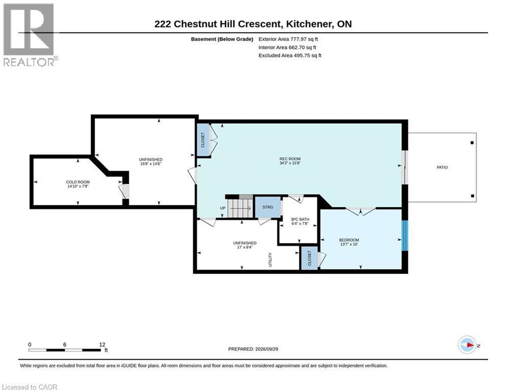 Basement level layout - 222 Chestnut Hill Crescent, Kitchener, ON