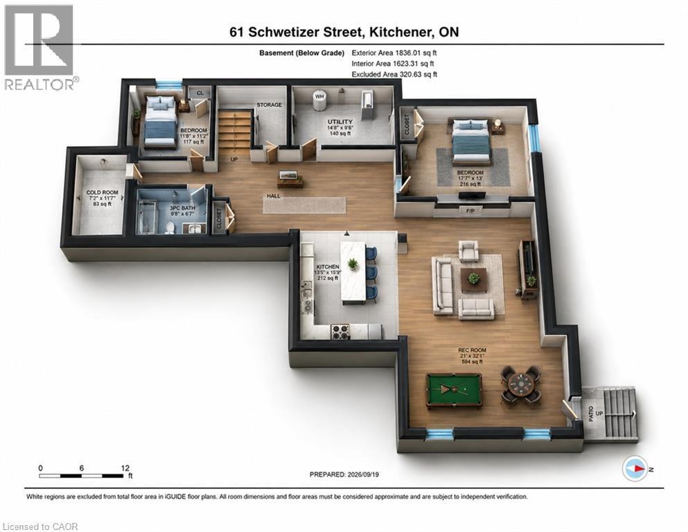 AI rendering of Basement level - 61 Schweitzer Street, Kitchener, ON