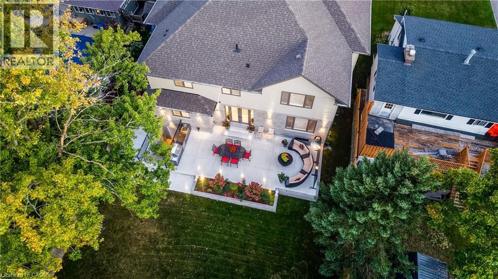 Aerial view overlooking patio layout - 61 Schweitzer Street, Kitchener, ON