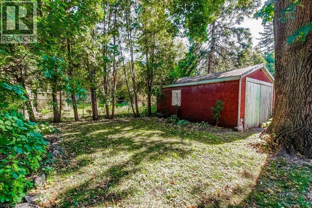 Mature wooded lot with established trees providing natural privacy and shade - 43 Rosslyn Avenue S, Hamilton, ON