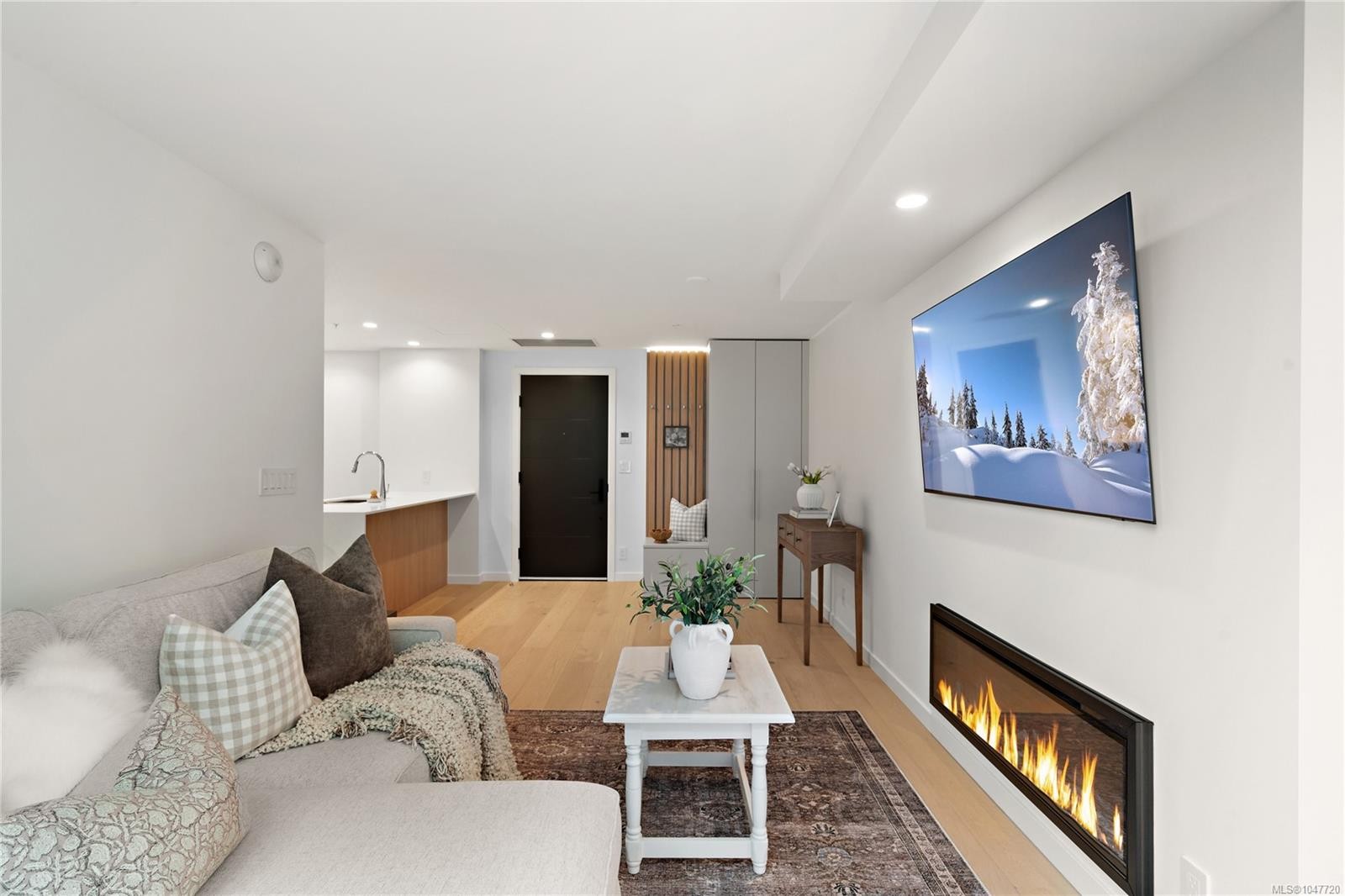 #222-2000 Hannington Rd, Langford, BC - Indoor Photo Showing Living Room With Fireplace