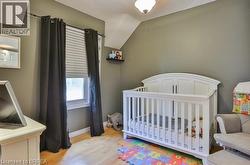 Window with blinds and curtain rod -