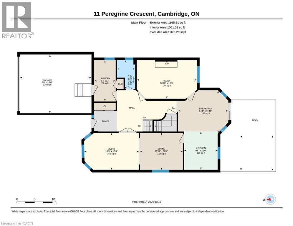 Main floor, floor plan - 11 Peregrine Crescent, Cambridge, ON