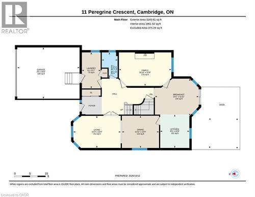 Main floor, floor plan - 11 Peregrine Crescent, Cambridge, ON 