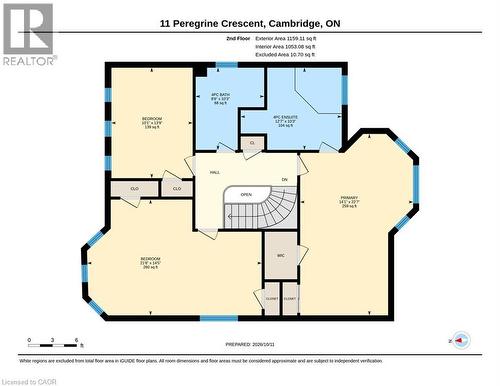 Upper level floor plan - 11 Peregrine Crescent, Cambridge, ON 