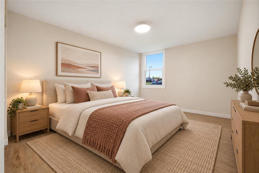 Virtually Staged Primary Bedroom - 235 1 Snow Street, Winnipeg, MB
