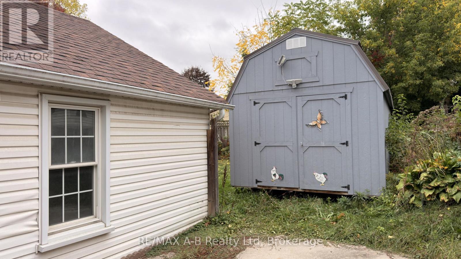 Newer shed at end of driveway - 21 Henry Street, Cambridge, ON
