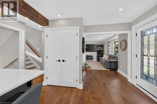 Overview of the living room from the kitchen. - 10 Mulock Avenue, Hamilton, ON 