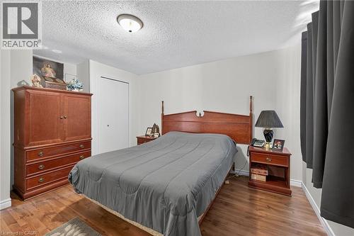 Wood-finish flooring, ceiling-mounted light fixture, and closet with sliding doors - 411 Queen Victoria Drive, Hamilton, ON 