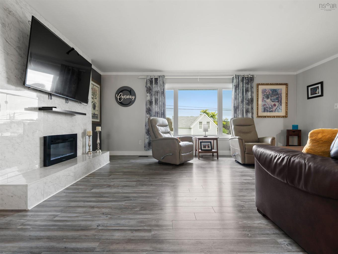 193 Willow Avenue, New Glasgow, NS - Indoor Photo Showing Living Room With Fireplace