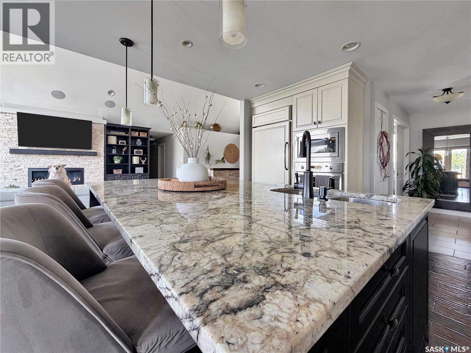 Bell Acreage, Brock Rm No. 64, SK - Indoor Photo Showing Kitchen With Fireplace With Upgraded Kitchen