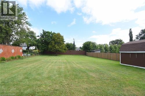 Expansive lawn with mature trees and a privacy fence - 98 Kennedy Avenue, Hamilton, ON 