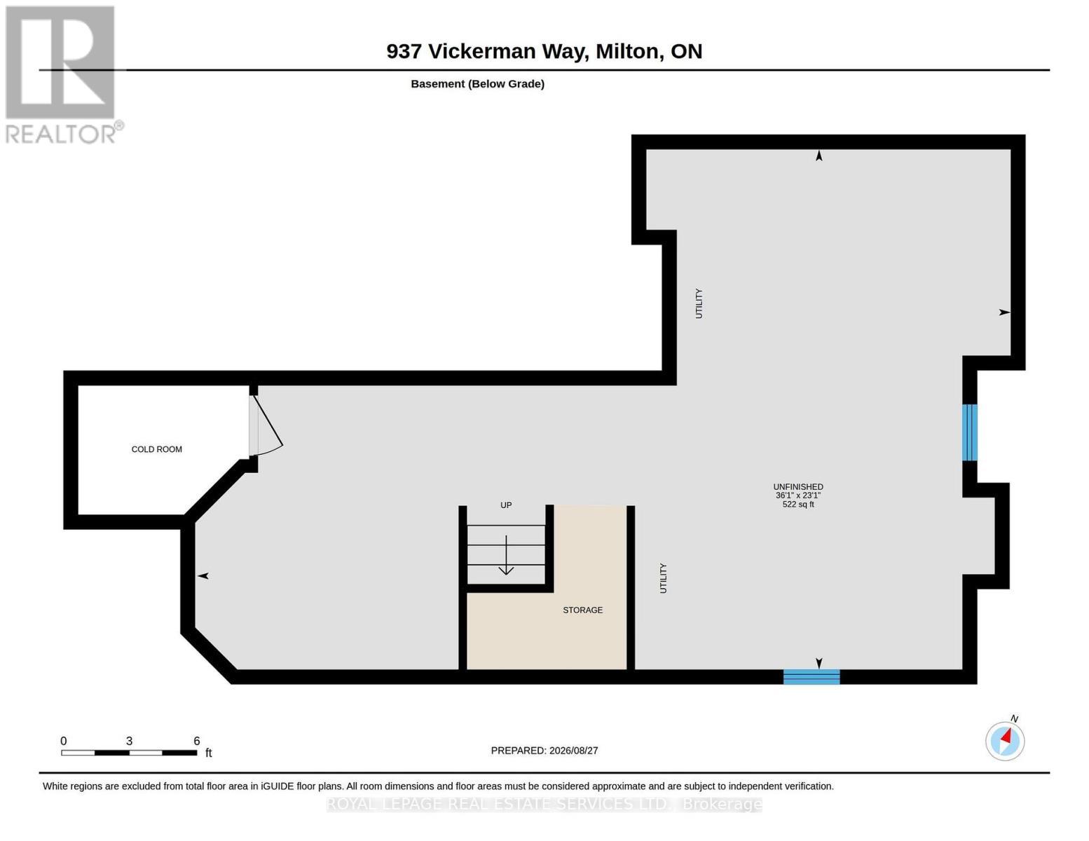 Floor Plan - Basement - 937 Vickerman Way, Milton, ON