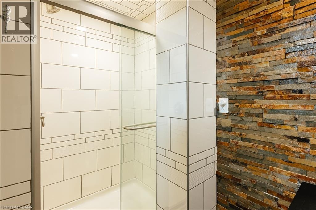 Walk-in shower with clear glass enclosure - 229 Winfield Avenue, Waterloo, ON