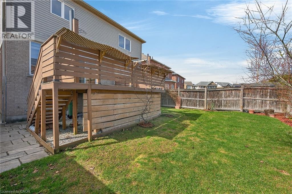 Back of property featuring a fenced backyard and a residential view - 97 Sirente Drive, Hamilton, ON