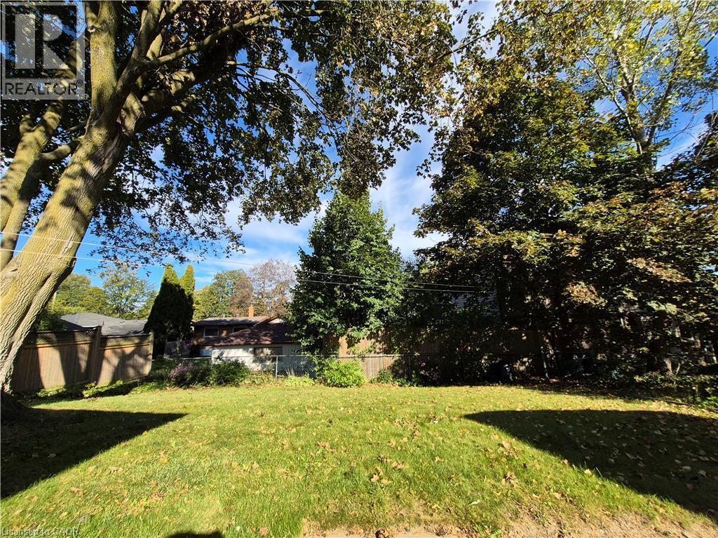 Expansive lawn area with mature trees and perimeter fencing - 11 Duncairn Avenue, Kitchener, ON