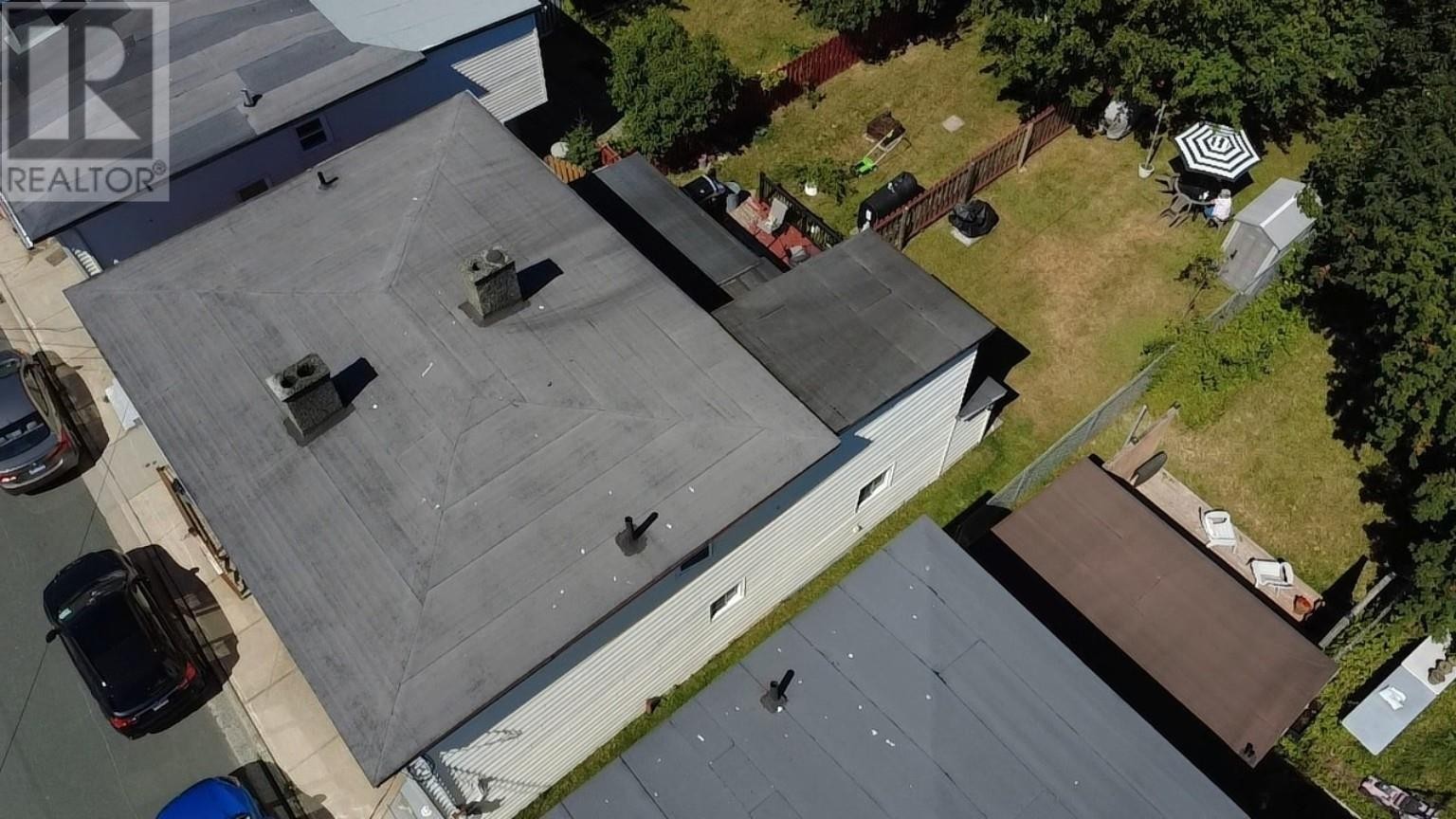 Drone shot of roof and garden - 7 Cavell Avenue, St. John'S, NL