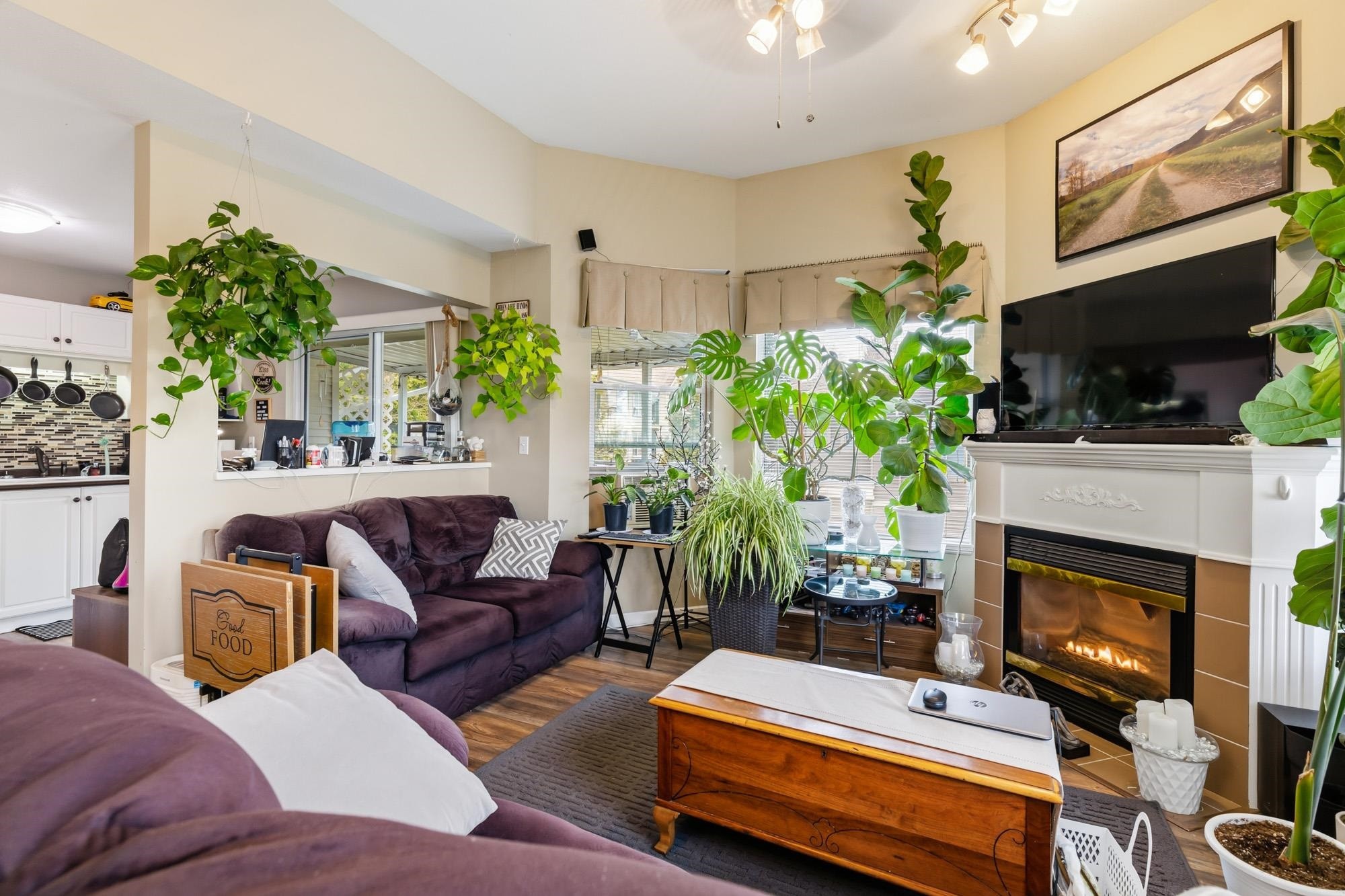 309-7554 Briskham Street, Mission, BC - Indoor Photo Showing Living Room With Fireplace