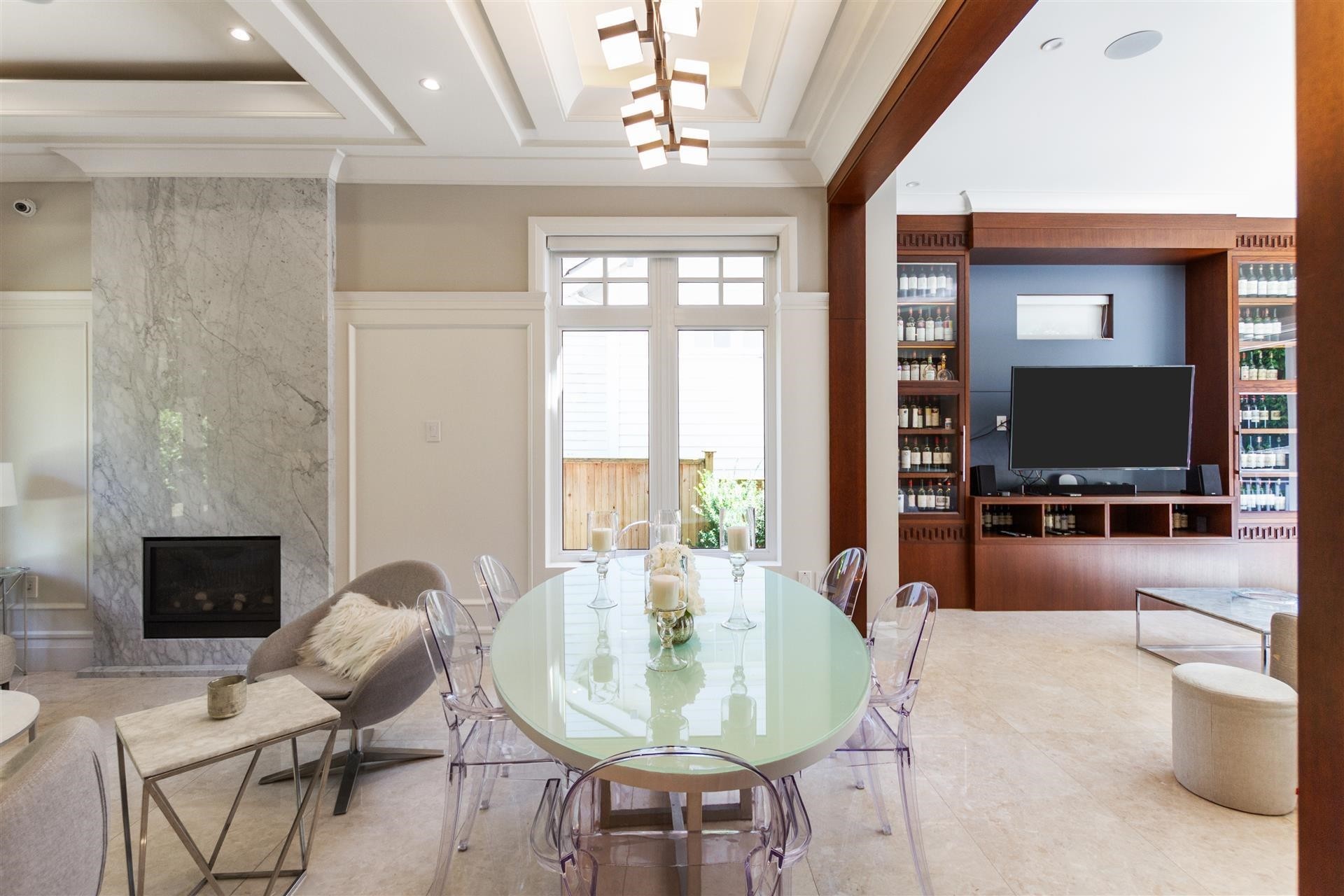 3708 35Th Avenue W, Vancouver, BC - Indoor Photo Showing Dining Room With Fireplace