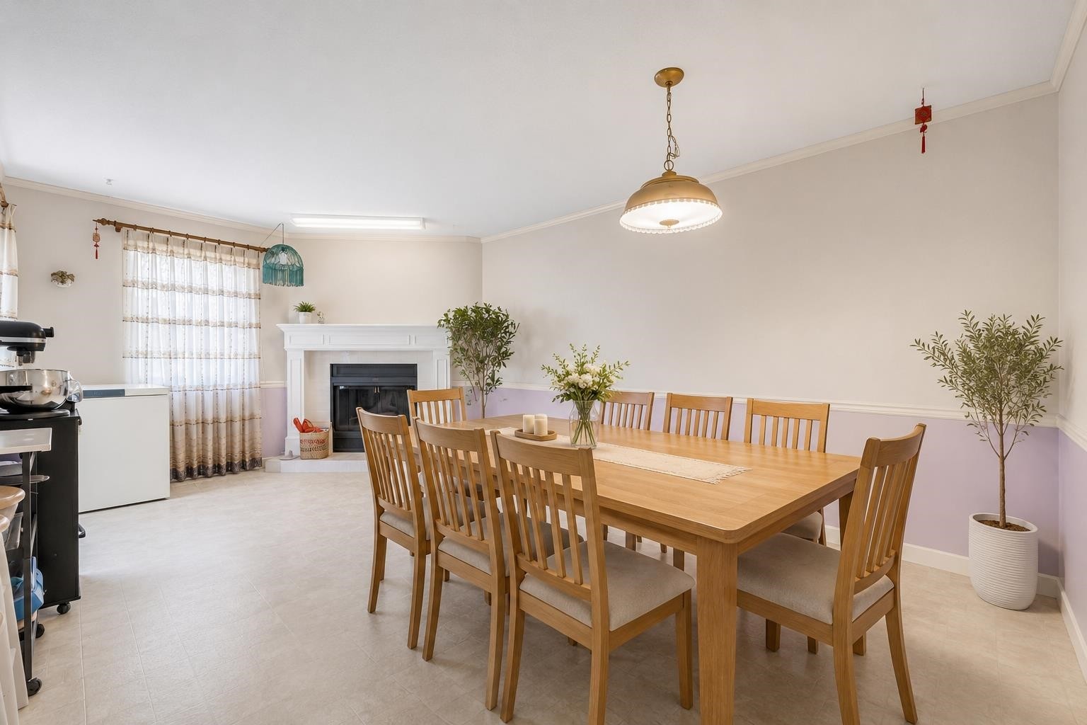 415 Goyer Court, Coquitlam, BC - Indoor Photo Showing Dining Room With Fireplace