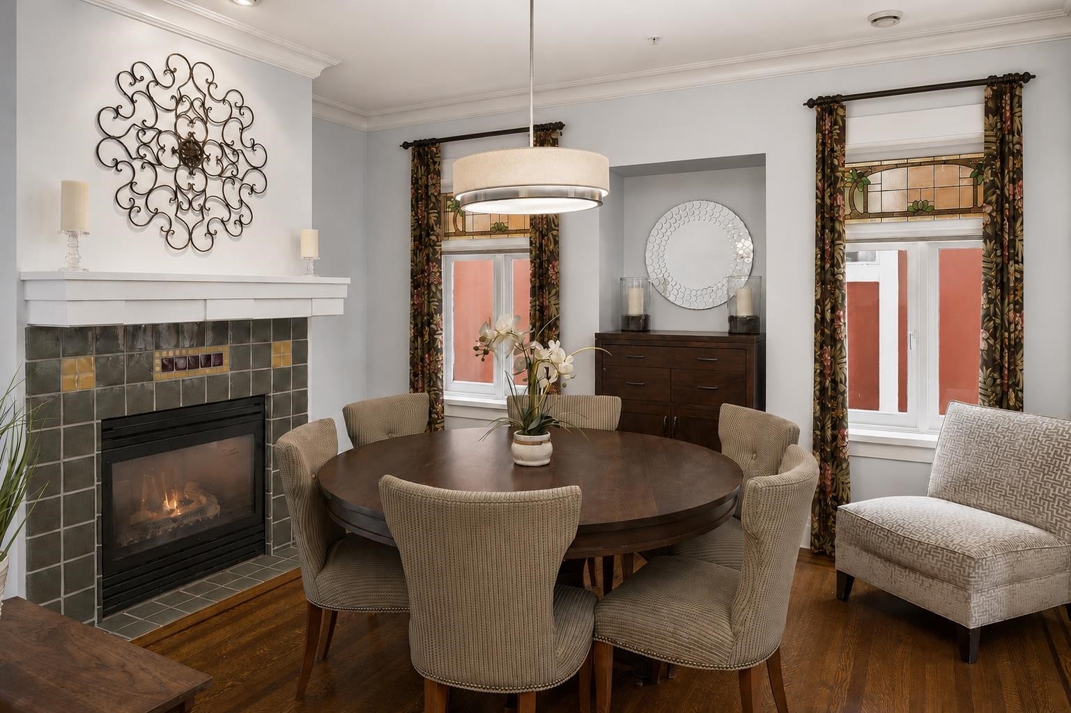 3541 8Th Avenue W, Vancouver, BC - Indoor Photo Showing Dining Room With Fireplace