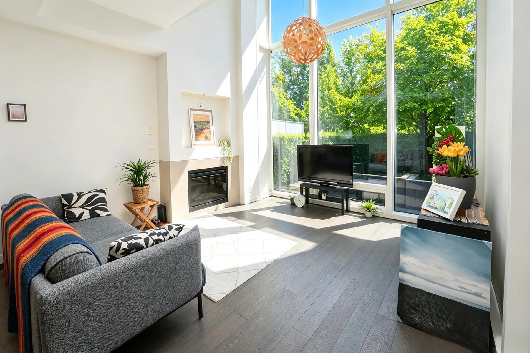 107-5151 Brighthouse Way, Richmond, BC - Indoor Photo Showing Living Room With Fireplace