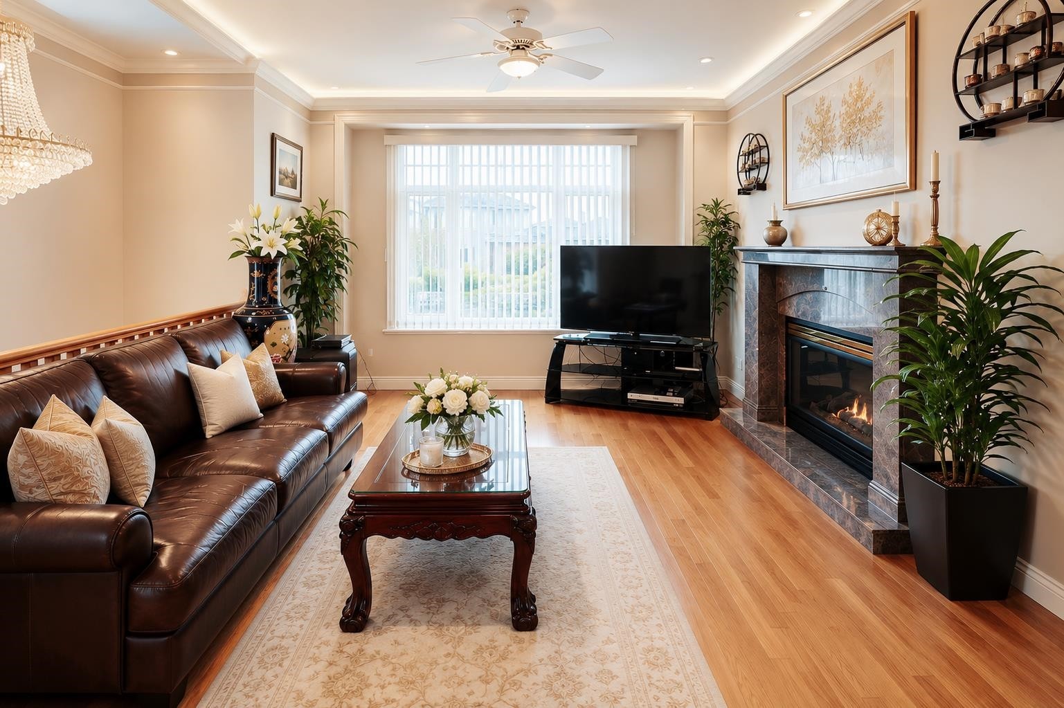 6915 Dumfries Street, Vancouver, BC - Indoor Photo Showing Living Room With Fireplace