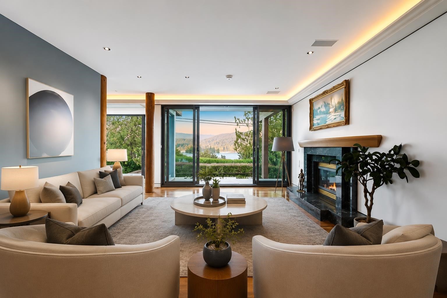 687 Beachview Drive, North Vancouver, BC - Indoor Photo Showing Living Room With Fireplace