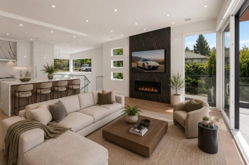 1202 Duchess Avenue, West Vancouver, BC - Indoor Photo Showing Living Room With Fireplace