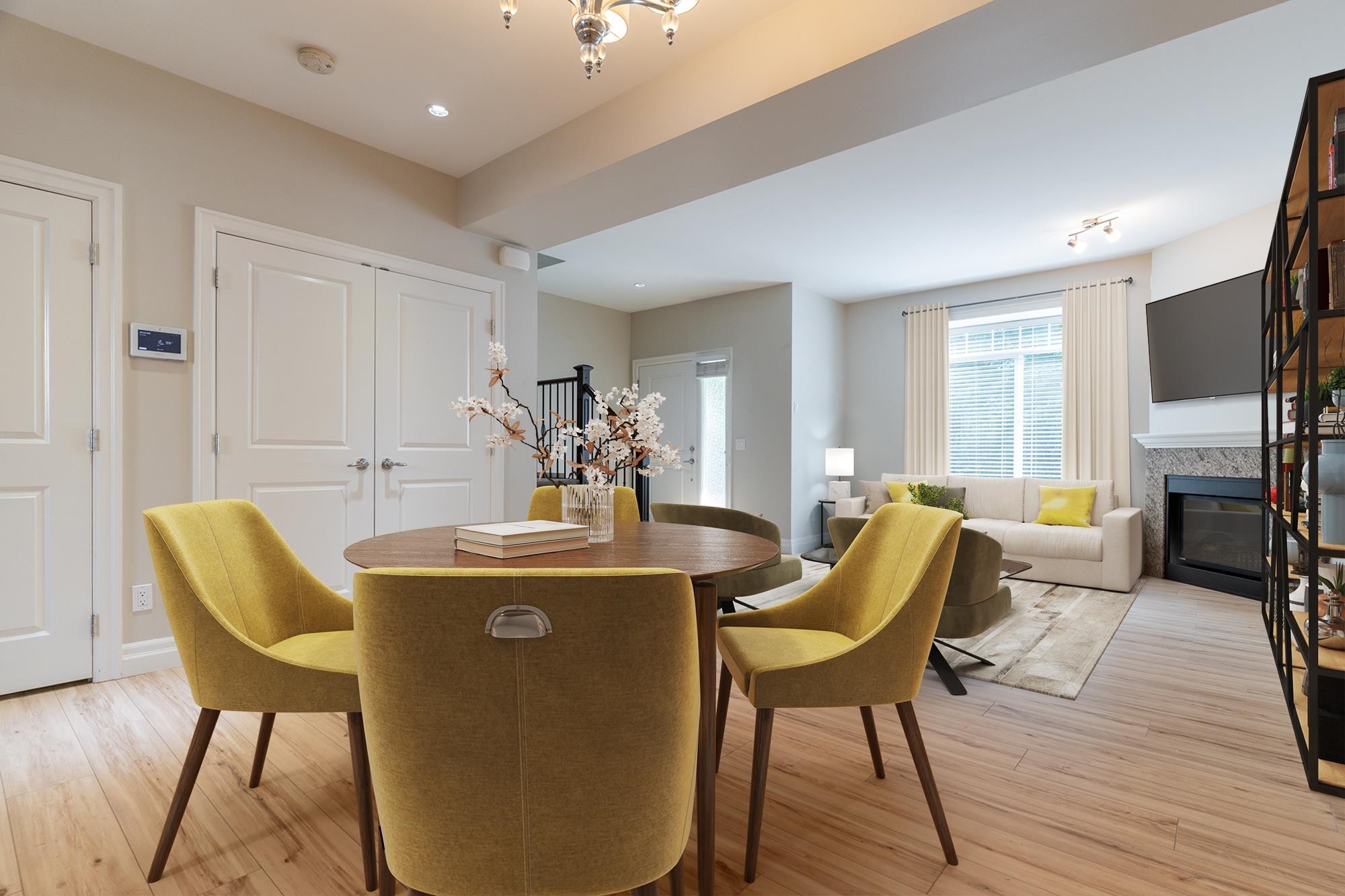 1250 Coast Meridian Road, Coquitlam, BC - Indoor Photo Showing Dining Room With Fireplace